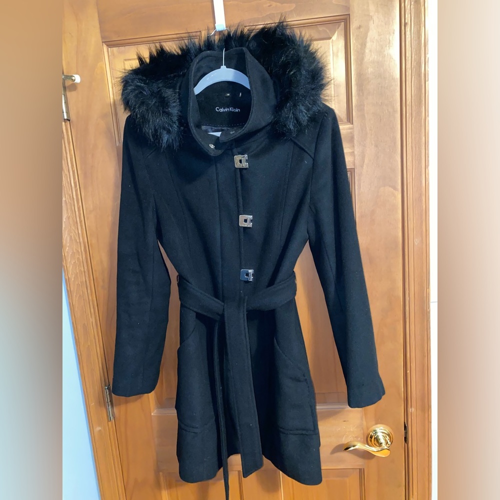 Calvin Klein for  Womens Coat Jacket Wool Black Size 10